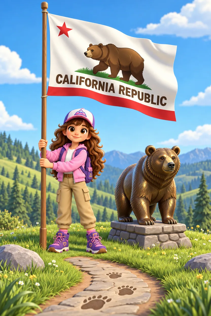 The Bear Flag: the coloring page in full color